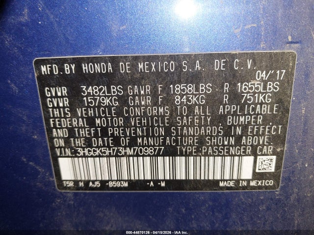 3HGGK5H73HM709877 Honda FIT EX