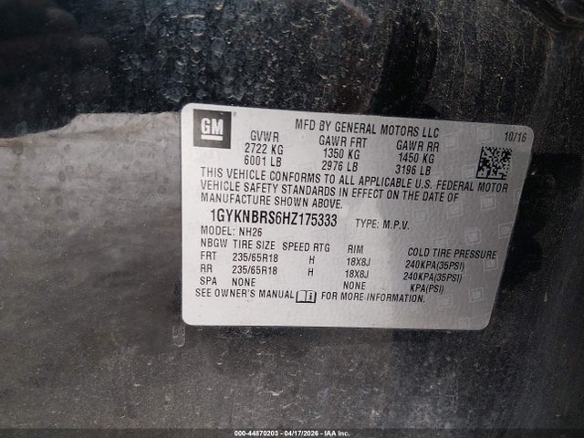 Продаж на аукціоні авто 2017 Cadillac Xt5 Luxury, vin: 1GYKNBRS6HZ175333, номер лоту: 44870203