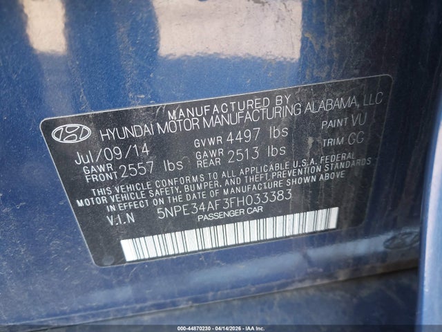 Продаж на аукціоні авто 2015 Hyundai Sonata Sport, vin: 5NPE34AF3FH033383, номер лоту: 44870230
