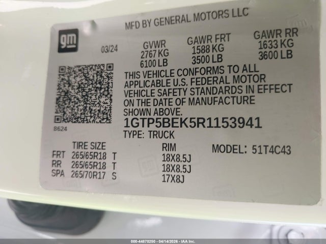Продаж на аукціоні авто 2024 Gmc Canyon 2wd Elevation, vin: 1GTP5BEK5R1153941, номер лоту: 44870250