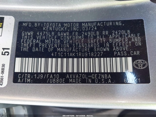 4T1C11AK1RU918227 Toyota CAMRY LE