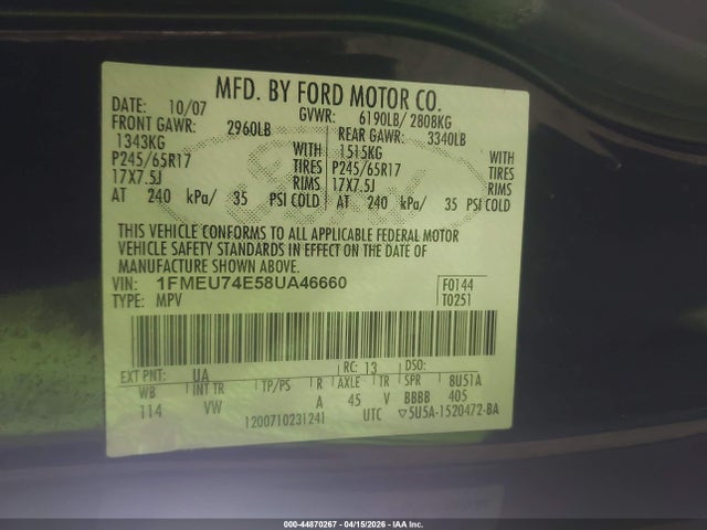 2008 FORD EXPLORER 1FMEU74E58UA46660 Photo 8