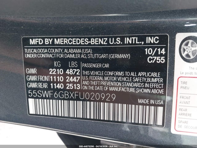 55SWF6GBXFU020929 Mercedes-Benz C 400 4matic