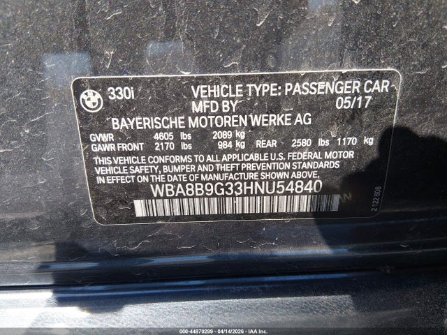 WBA8B9G33HNU54840 BMW 330I
