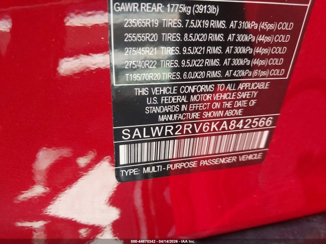 SALWR2RV6KA842566 Land Rover Range Rover Sport Hse