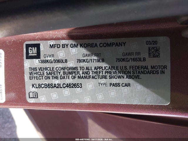 Chevrolet Spark Fwd Ls Automatic 2020 KL8CB6SA2LC462653 Image 9