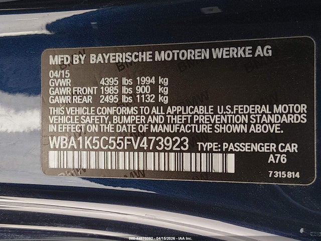 Aukcja sprzedaży 2015 Bmw 228i, vin: WBA1K5C55FV473923, numer aukcji: 44870392