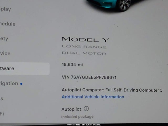 Продажа на аукционе авто 2023 Tesla Model Y, vin: 7SAYGDEE5PF788671, номер лота: 44870393