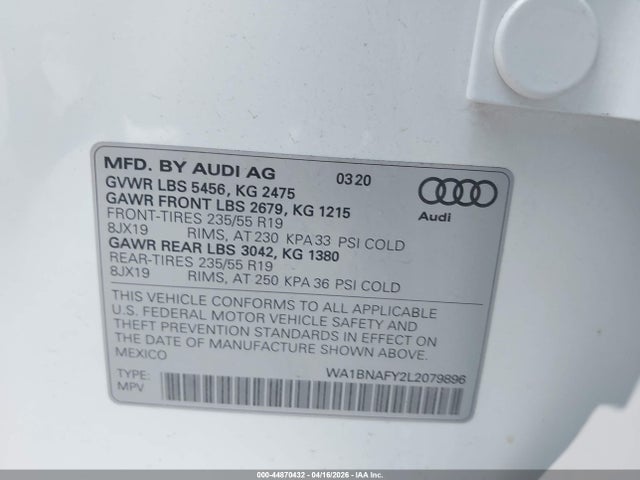 2020 Audi Q5 Premium Plus 45 Tfsi Quattro S Tronic მანქანა იყიდება აუქციონზე, vin: WA1BNAFY2L2079896, აუქციონის ნომერი: 44870432
