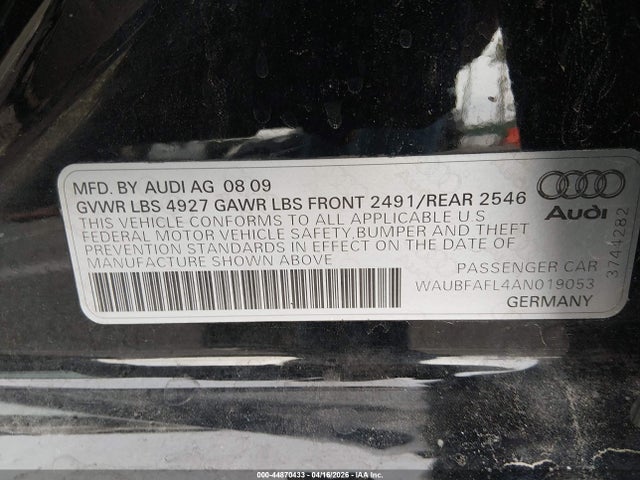 Aukcja sprzedaży 2010 Audi A4 2.0t Premium, vin: WAUBFAFL4AN019053, numer aukcji: 44870433