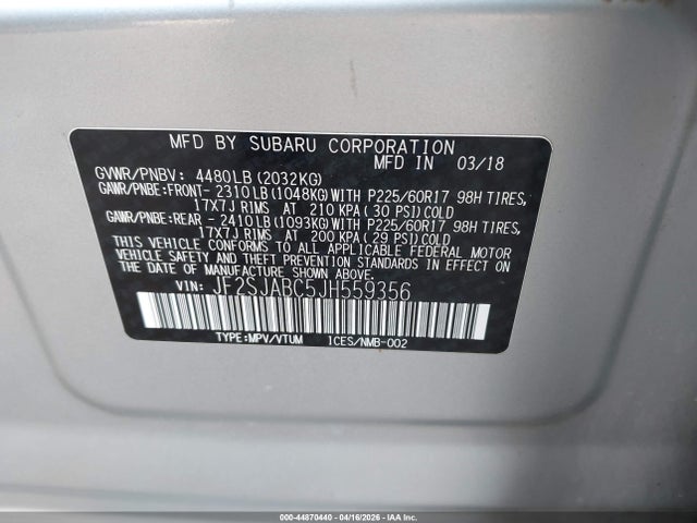 JF2SJABC5JH559356 Subaru Forester 2.5i