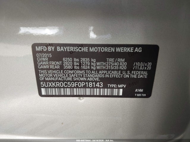 5UXKR0C59F0P18143 BMW X5 Xdrive35i