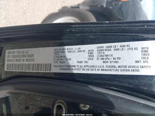 2024 Ram 2500 მანქანა იყიდება აუქციონზე, vin: 3C6UR5CJ9RG103328, აუქციონის ნომერი: 44870462