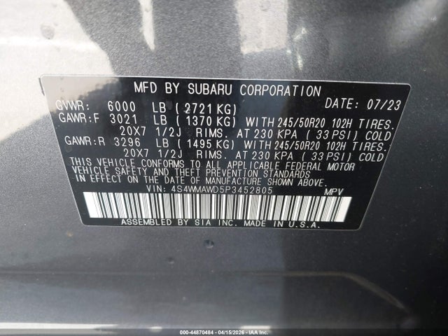 4S4WMAWD5P3452805 Subaru Ascent Touring 7-passenger