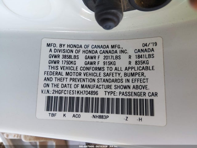 Honda CIVIC SI 2019 2HGFC1E51KH704896 Image 9