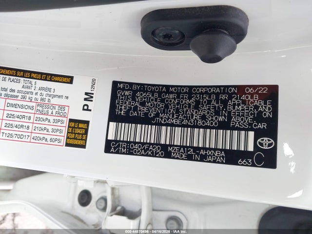 JTND4MBE4N3180400 Toyota Corolla Se Nightshade Edition