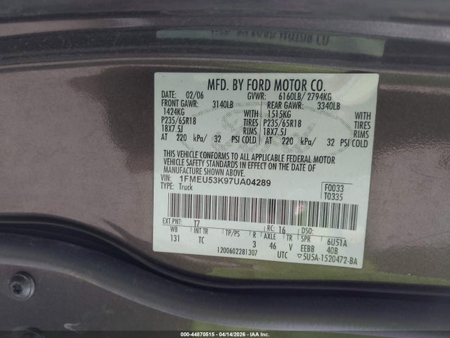 2007 FORD EXPLORER SPORT TRAC 1FMEU53K97UA04289 Photo 8