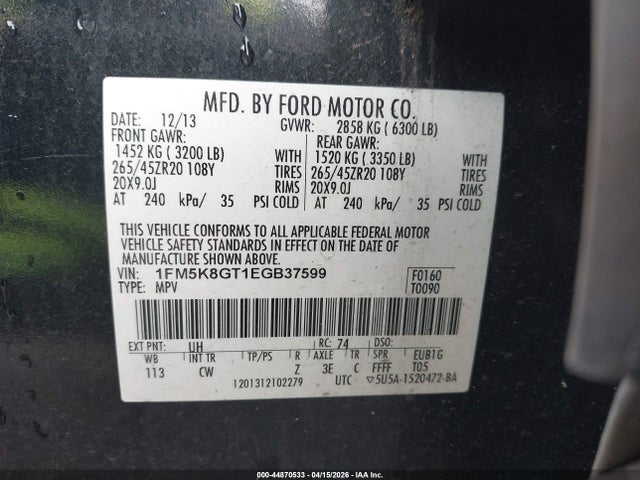 2014 FORD EXPLORER 1FM5K8GT1EGB37599 Photo 8