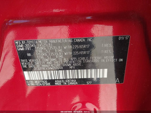 Aukcja sprzedaży 2017 Toyota Rav4 Le, vin: 2T3ZFREV3HW350048, numer aukcji: 44870556