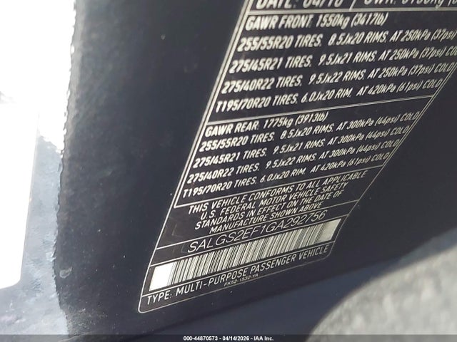 2016 LAND ROVER RANGE ROVER SALGS2EF1GA292756 Photo 8