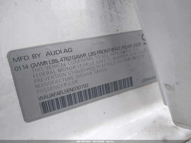Продажа на аукционе авто 2014 Audi A4 2.0t Premium, vin: WAUAFAFL5EN030192, номер лота: 44870601