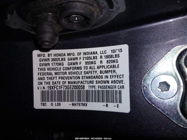 19XFC1F73GE200058 Honda Civic Ex-l