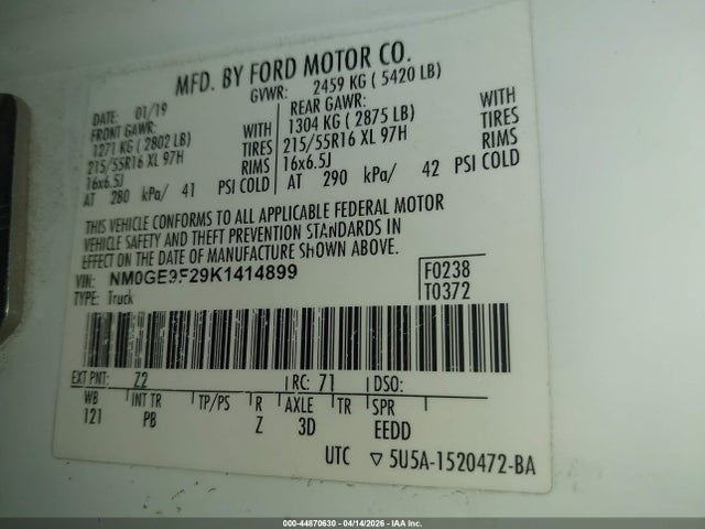 Ford Transit Connect Xlt 2019 NM0GE9F29K1414899 Image 9