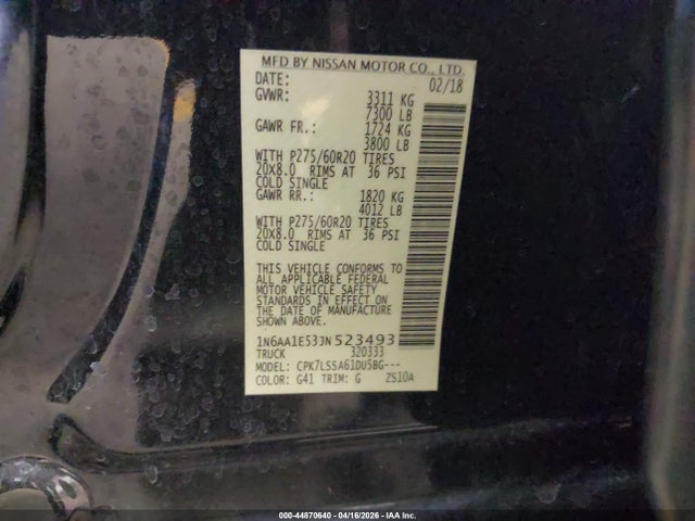 Nissan TITAN SV 2018 1N6AA1E53JN523493 Image 9