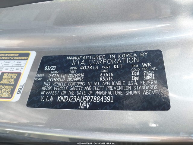 KNDJ23AU5P7884391 KIA SOUL LX