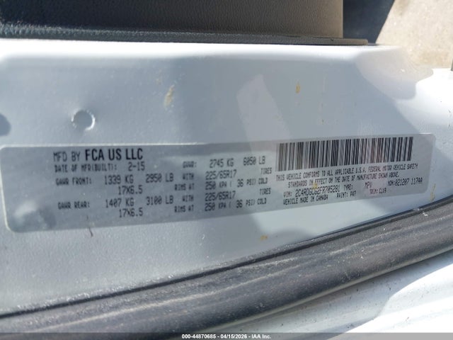 Aukcja sprzedaży 2015 Dodge Grand Caravan Sxt Plus, vin: 2C4RDGCG2FR705281, numer aukcji: 44870685