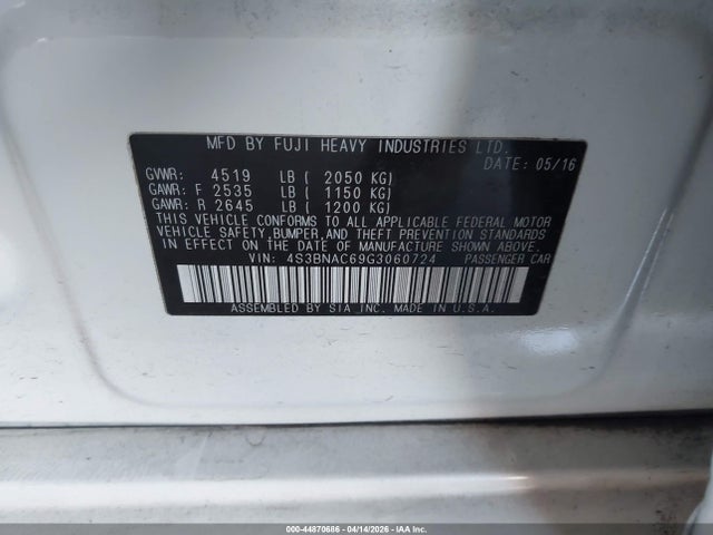 4S3BNAC69G3060724 Subaru Legacy 2.5i Premium
