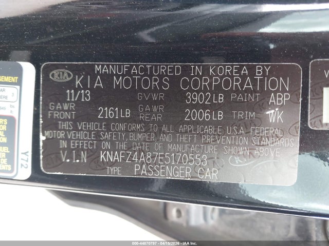 Aukcja sprzedaży 2014 Kia Forte Ex, vin: KNAFZ4A87E5170553, numer aukcji: 44870797