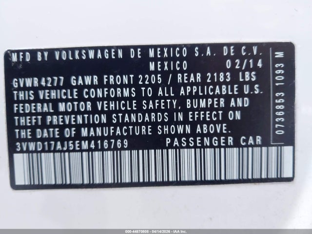 2014 VOLKSWAGEN JETTA 3VWD17AJ5EM416769 Photo 8