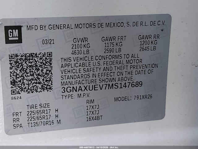 Chevrolet Equinox Awd Lt 2021 3GNAXUEV7MS147689 Image 9