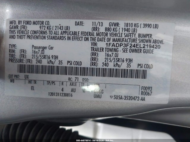 1FADP3F24EL219420 Ford FOCUS SE