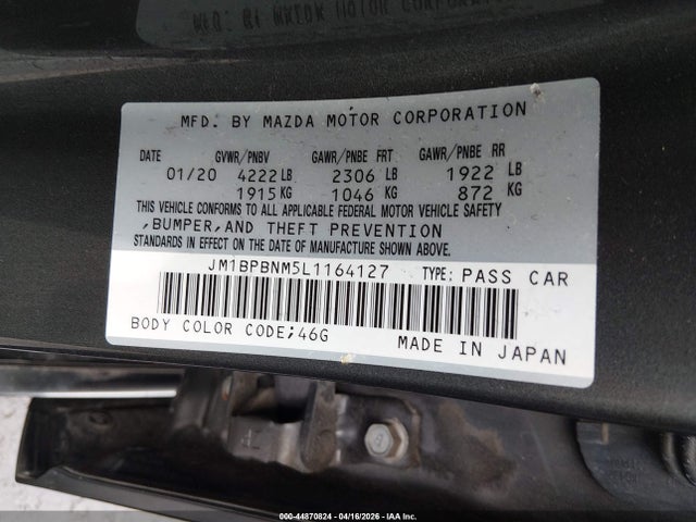 Продаж на аукціоні авто 2020 Mazda Mazda3 Premium Package, vin: JM1BPBNM5L1164127, номер лоту: 44870824