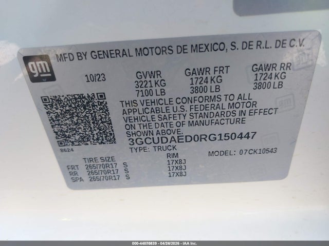 3GCUDAED0RG150447 Chevrolet Silverado 1500 4wd Short Bed Wt
