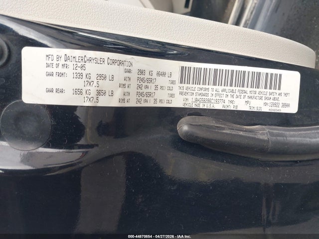 44870854 :رقم المزاد ، 1J8HG58286C193774 vin ، 2006 Jeep Commander Limited مزاد بيع
