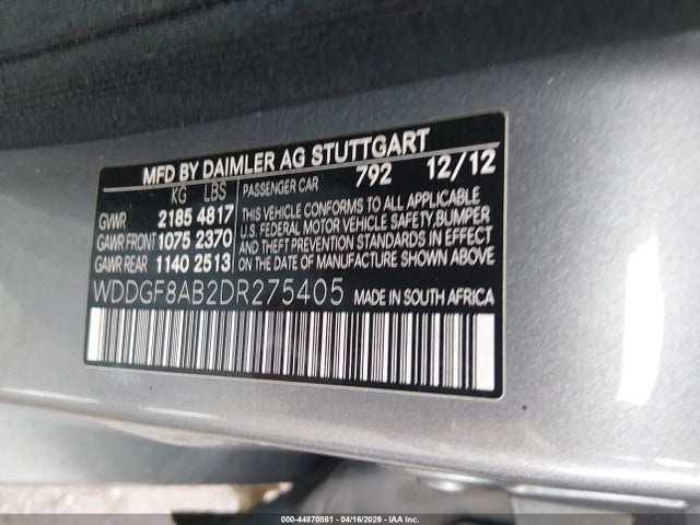 Aukcja sprzedaży 2013 Mercedes-benz C 300 Sport 4matic, vin: WDDGF8AB2DR275405, numer aukcji: 44870861
