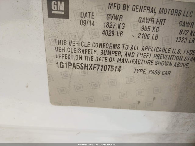1G1PA5SHXF7107514 Chevrolet Cruze Ls Auto