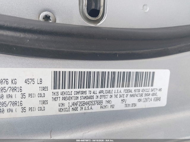 Aukcja sprzedaży 2010 Jeep Patriot Sport, vin: 1J4NF2GB4AD537689, numer aukcji: 44870972