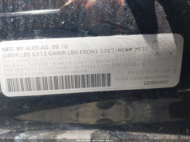 Продажа на аукционе авто 2011 Audi A6 3.0 Premium, vin: WAUFGAFB3BN028060, номер лота: 44870996