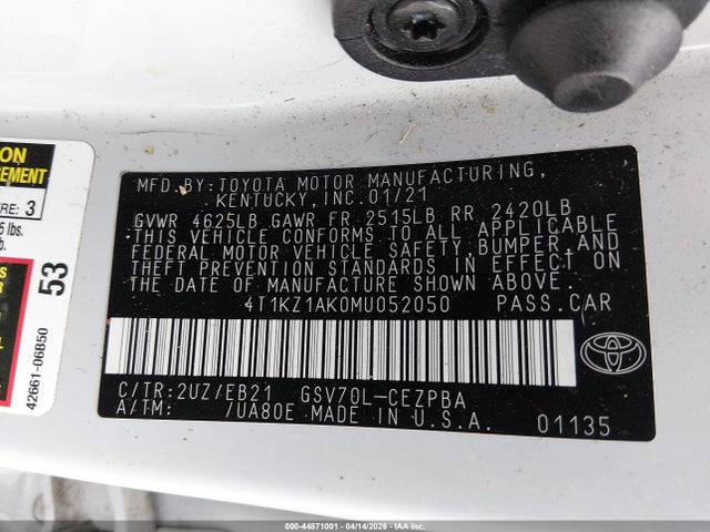 4T1KZ1AK0MU052050 Toyota CAMRY TRD
