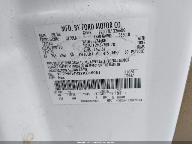 2007 FORD F-150 1FTPW14V27KB15061 Photo 8