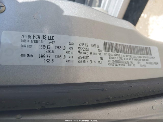 Aukcja sprzedaży 2017 Dodge Grand Caravan Se, vin: 2C4RDGBGXHR696575, numer aukcji: 44871056
