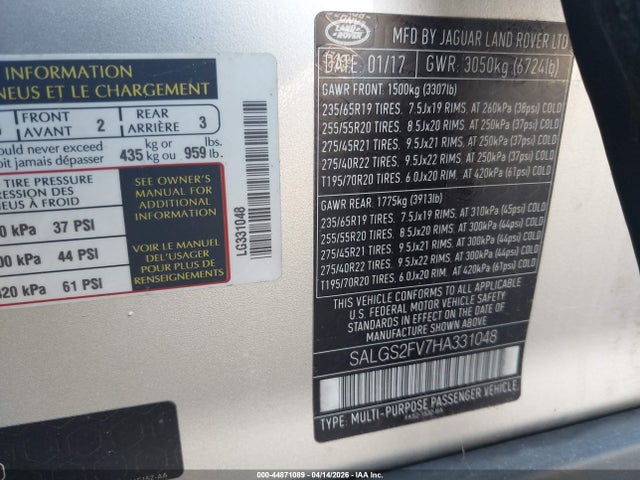 2017 LAND ROVER RANGE ROVER SALGS2FV7HA331048 Photo 8