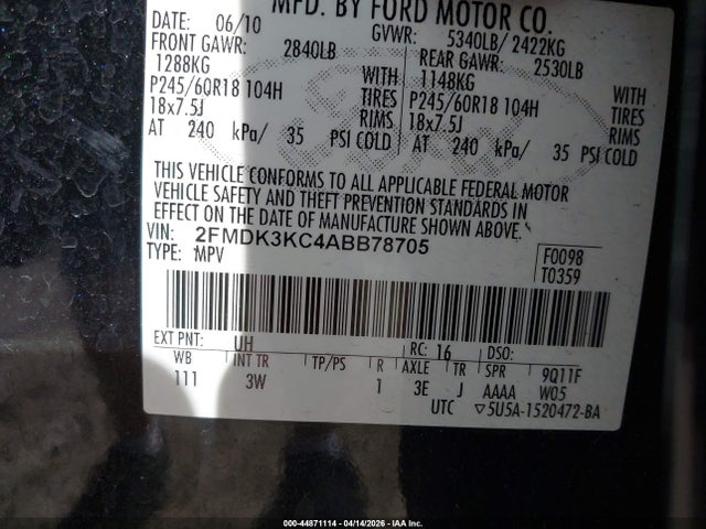 2010 FORD EDGE 2FMDK3KC4ABB78705 Photo 8