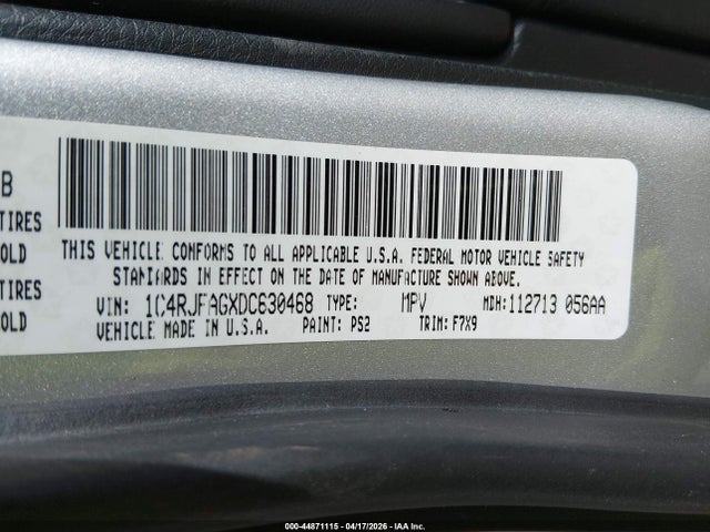 Продажа на аукционе авто 2013 Jeep Grand Cherokee Laredo, vin: 1C4RJFAGXDC630468, номер лота: 44871115