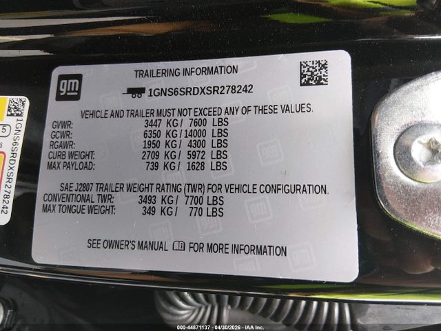 Aukcja sprzedaży 2025 Chevrolet Tahoe 4wd Premier, vin: 1GNS6SRDXSR278242, numer aukcji: 44871137