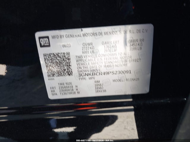 44871160 :رقم المزاد ، 3GNKBCR49PS230091 vin ، 2023 Chevrolet Blazer Fwd 2lt مزاد بيع